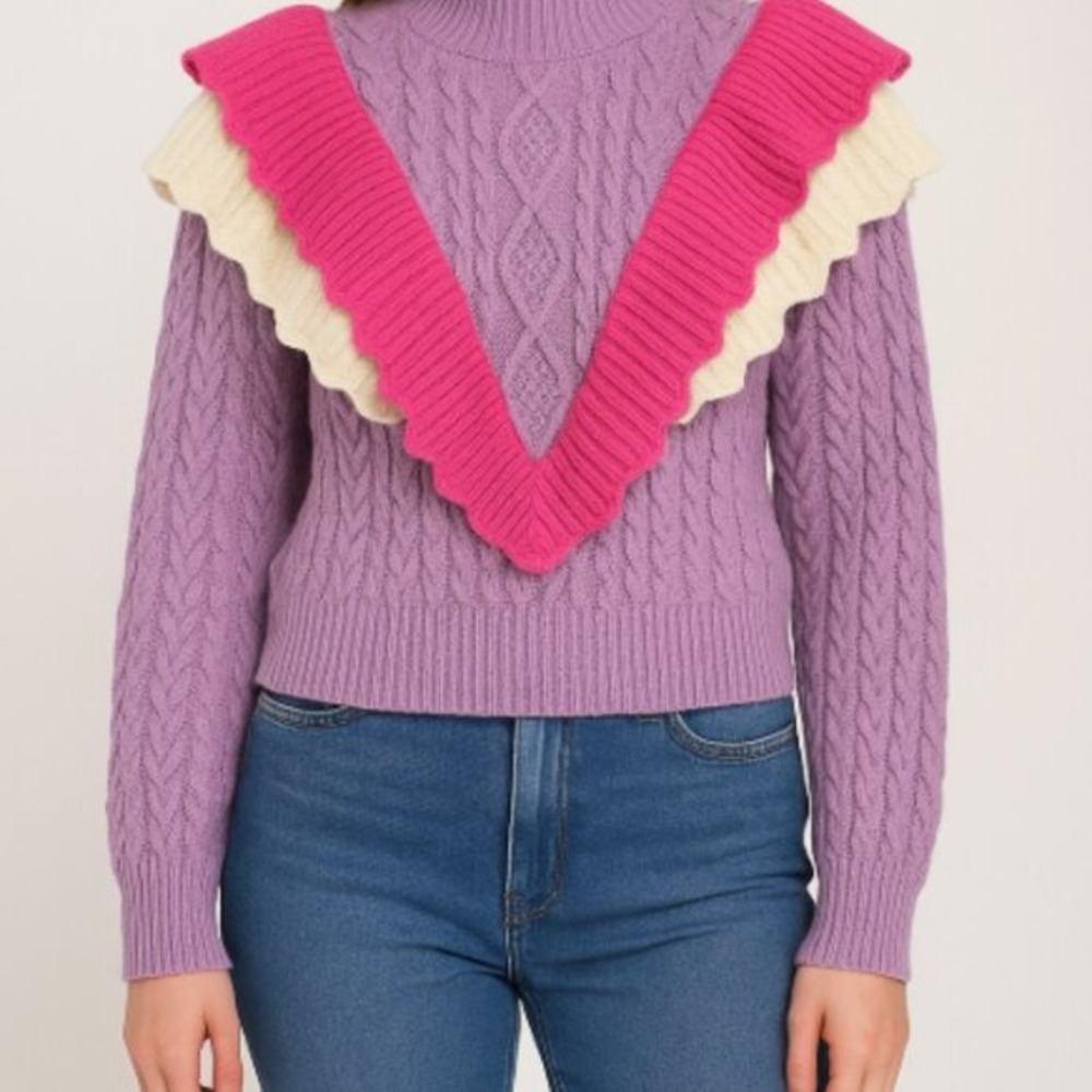 Strut & Bolt Cottage Pastel Purple Womens Large‎ Knit Sweater